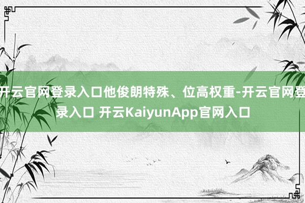 开云官网登录入口他俊朗特殊、位高权重-开云官网登录入口 开云KaiyunApp官网入口